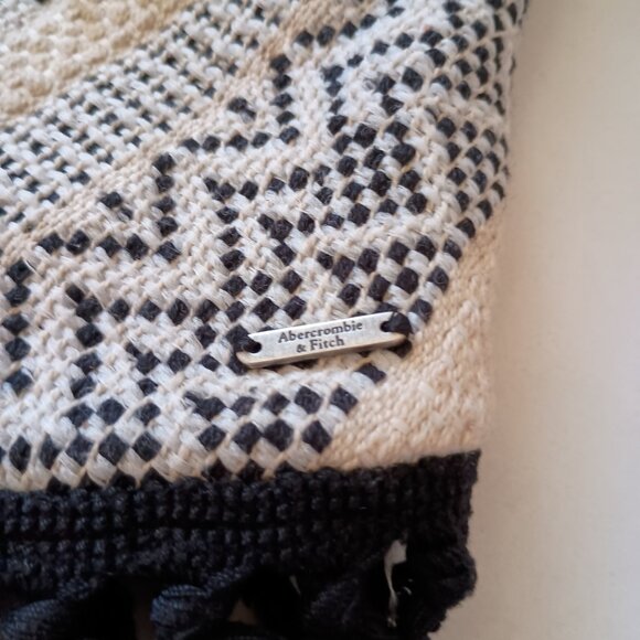 Abercrombie & Fitch Crop Tweed Fringe Black White Southwest Jacket Women's Sz S - Picture 7 of 16